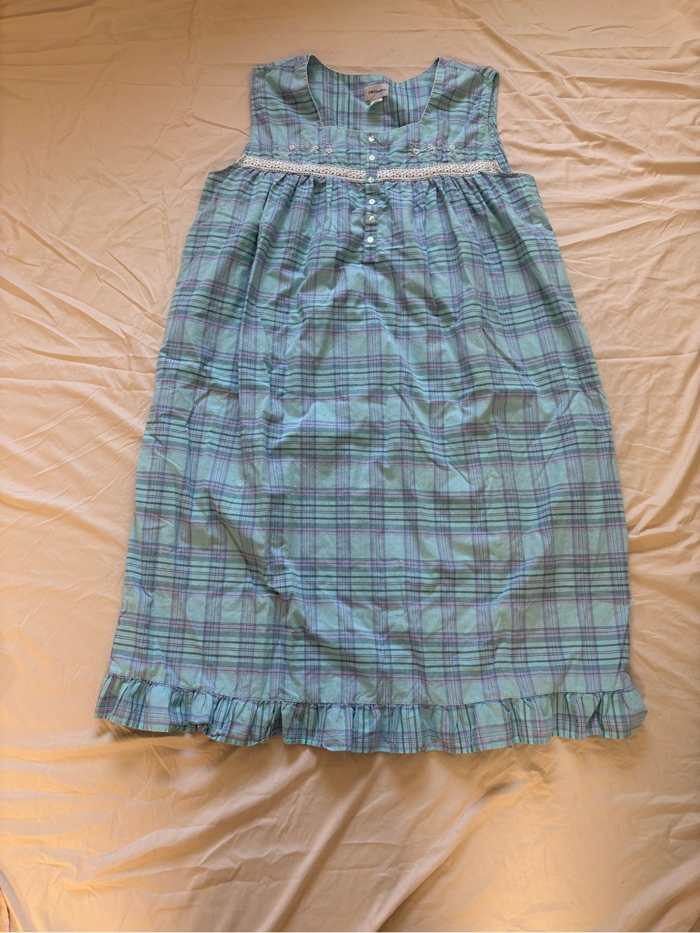 CW Classics nightgown blue and green plaid
